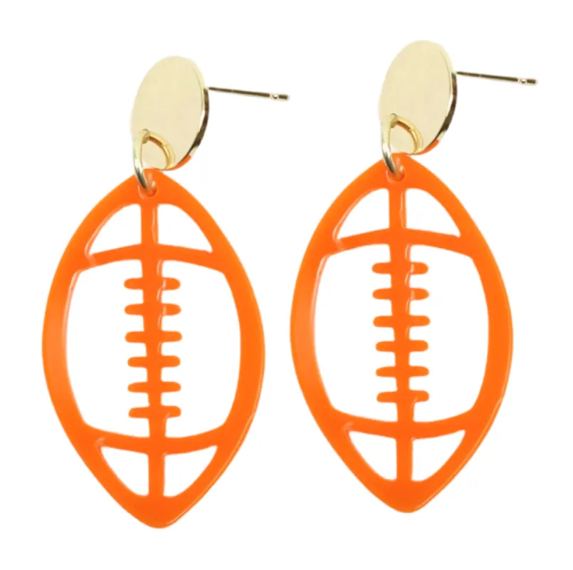 Acrylic Football Earring - Orange sold by Bourbon and Bowties