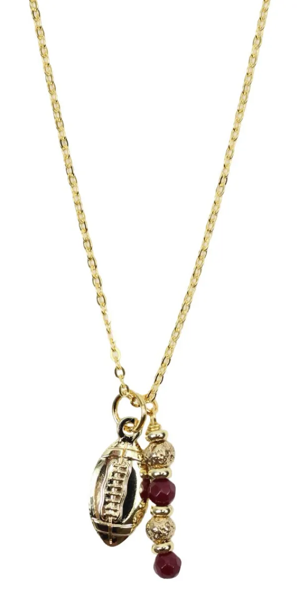 The Touchdown Necklace - Garnet + Gold sold by Bourbon and Bowties