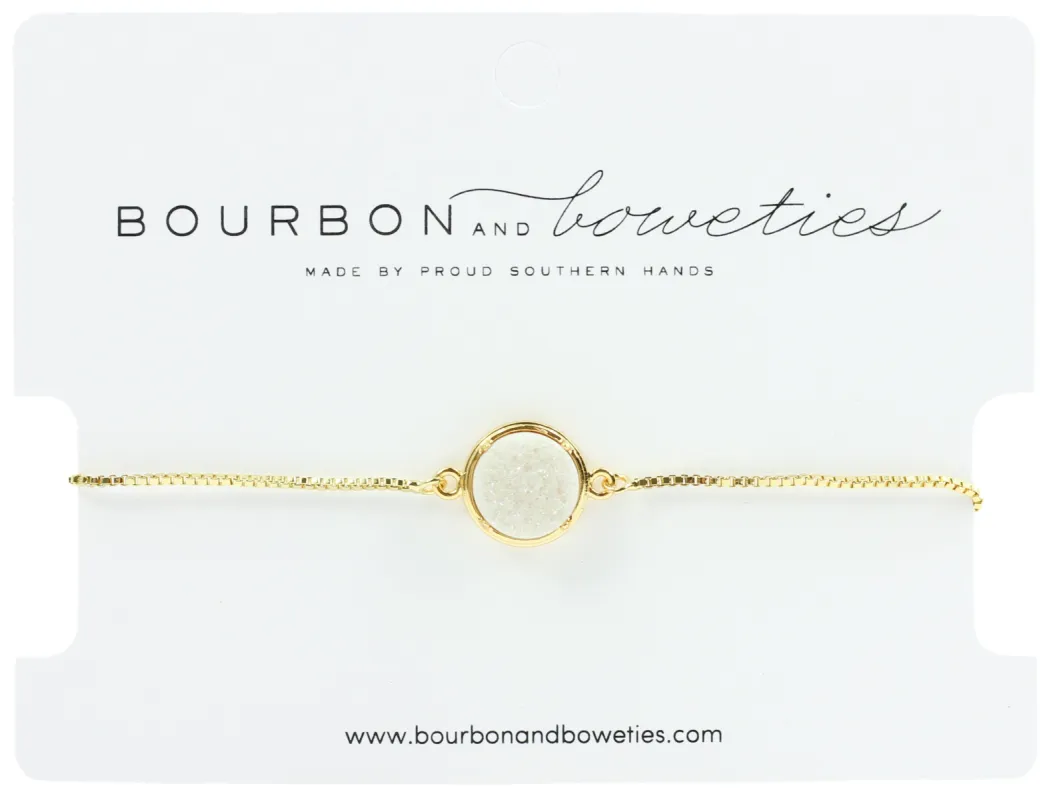 White Druzy Adjustable Bracelet sold by Bourbon and Bowties