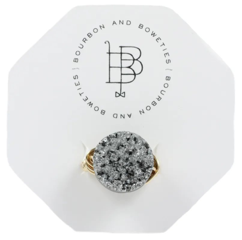 Grey Druzy Ring sold by Bourbon and Bowties
