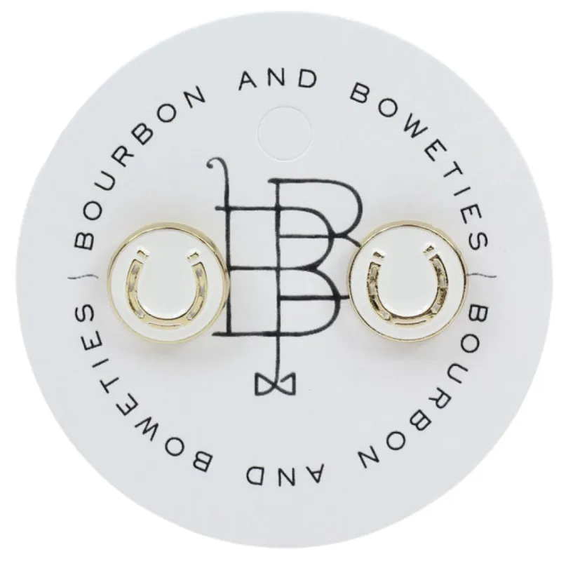 Horseshoe Stud Earring - White sold by Bourbon and Bowties