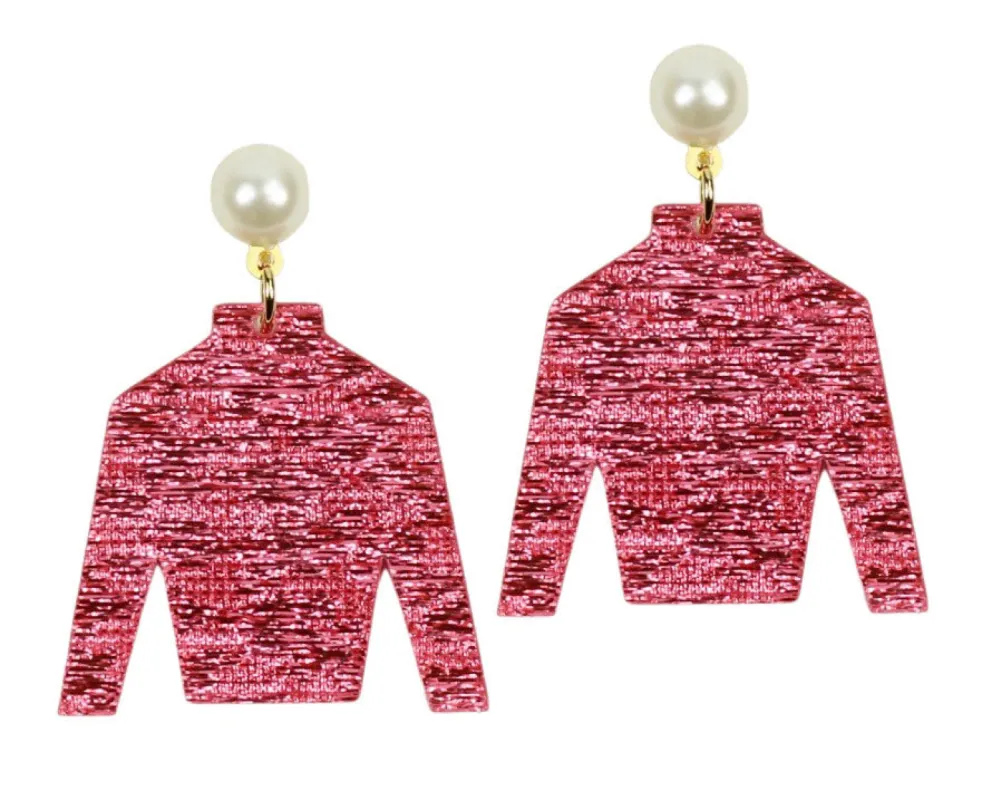 Pink Jockey Sik Earring sold by Bourbon and Bowties