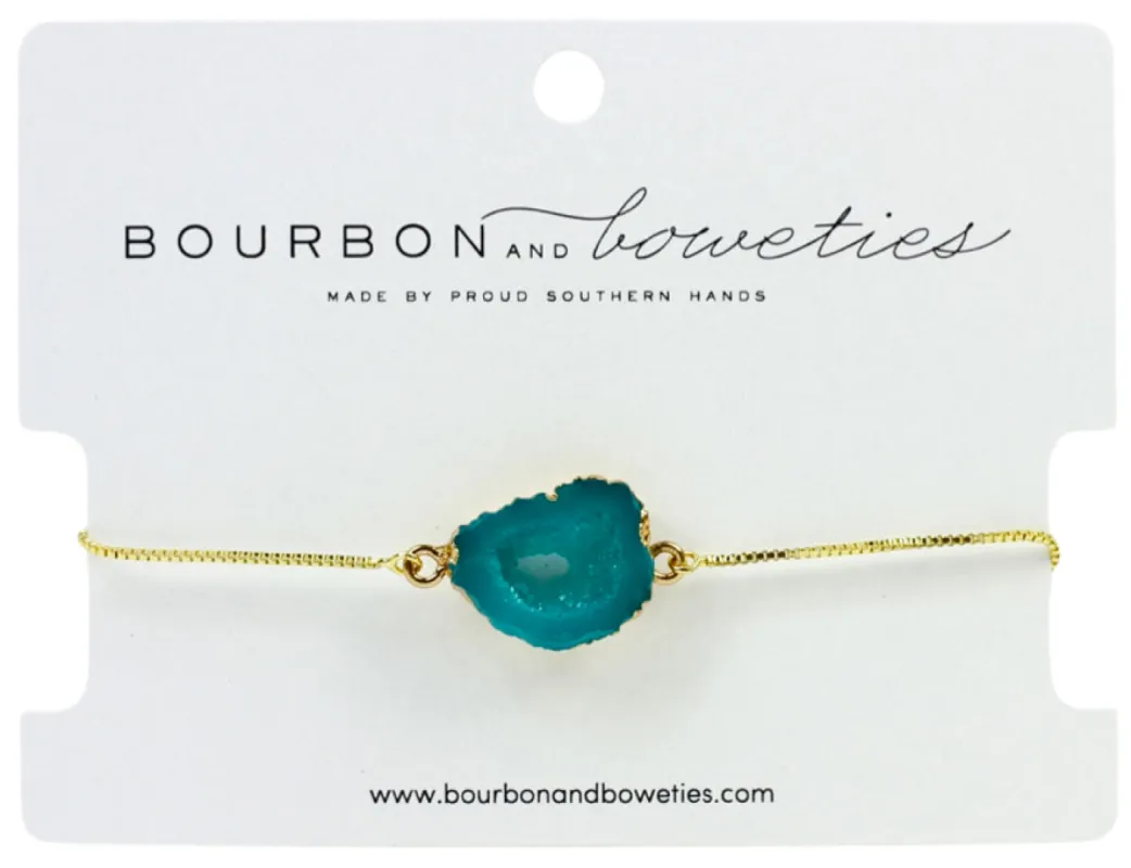 Blue Geode Adjustable Bracelet made by Bourbon and Bowties