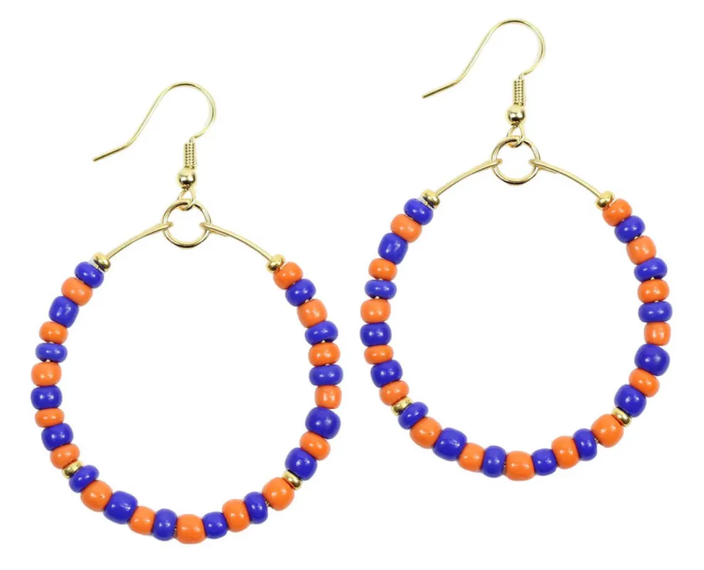 The Chloe Earring - Orange + Blue sold by Bourbon and Bowties