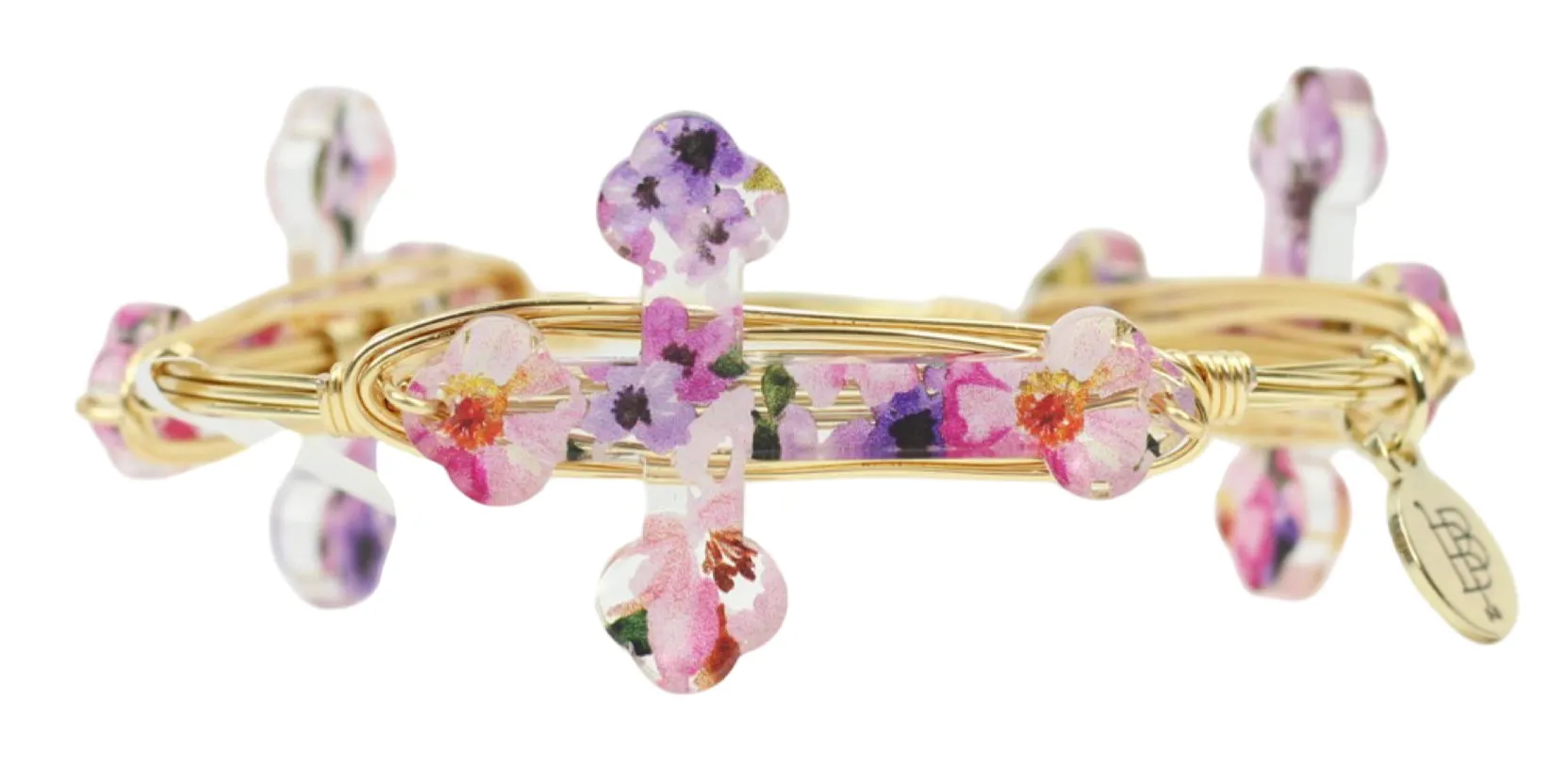 Floral Cross Bangle Bracelet sold by Bourbon and Bowties