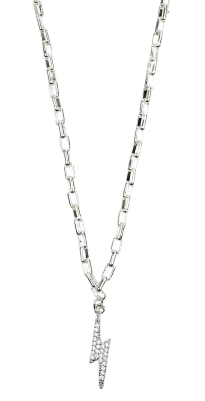 Silver Lightning Bolt Necklace sold by Bourbon and Bowties