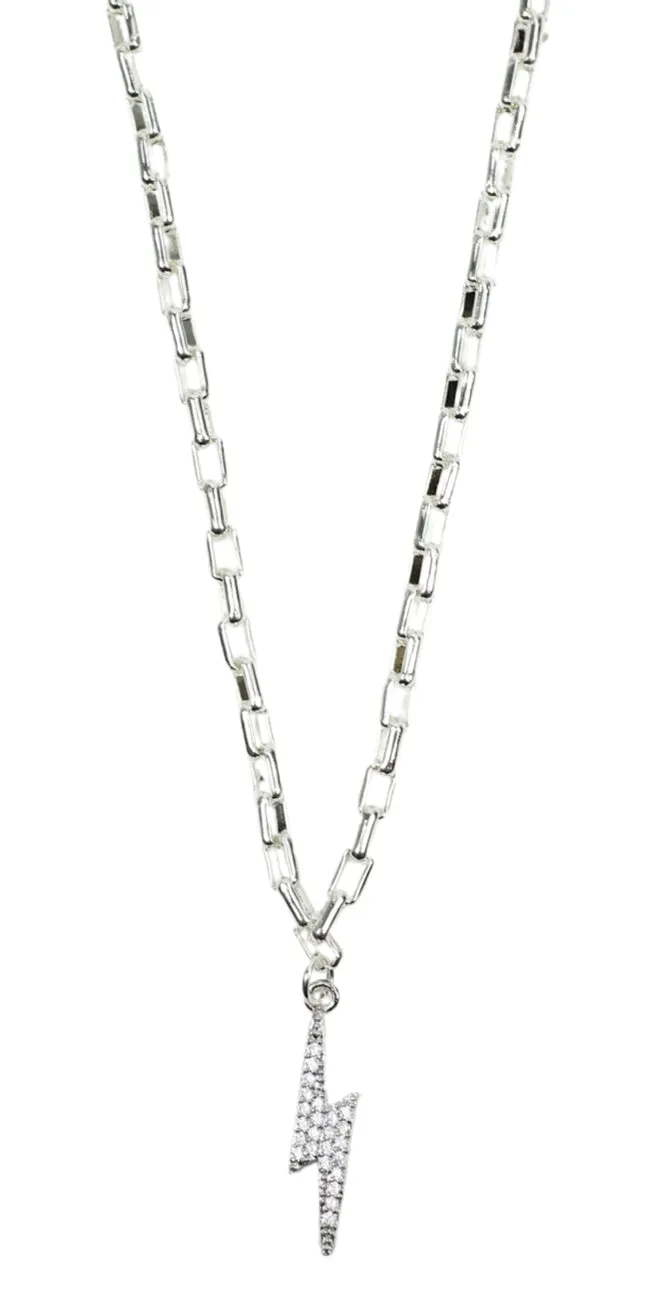 Silver Lightning Bolt Necklace sold by Bourbon and Bowties