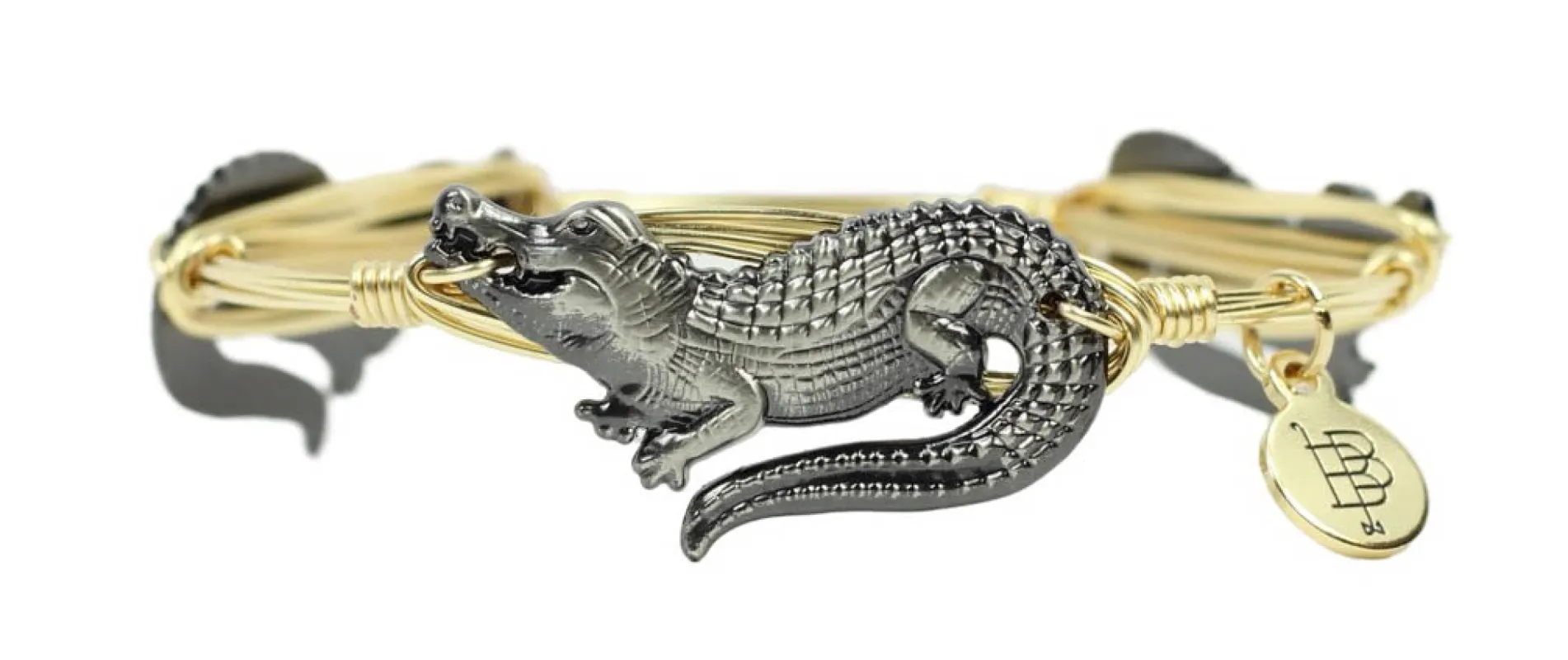 The Pewter Alligator Bangle sold by Bourbon and Bowties