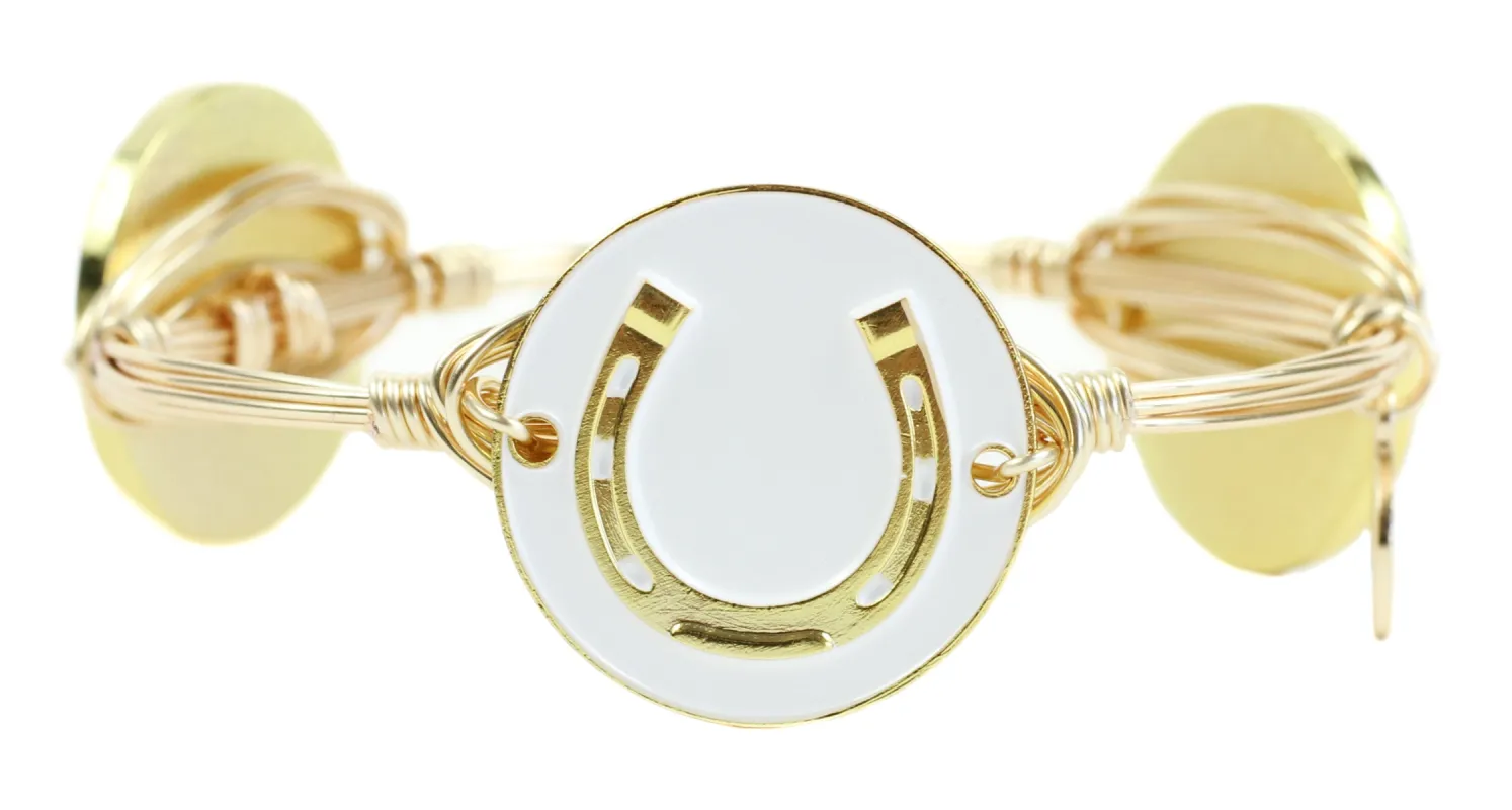 The Horseshoe Bangle Bracelet - White sold by Bourbon and Bowties