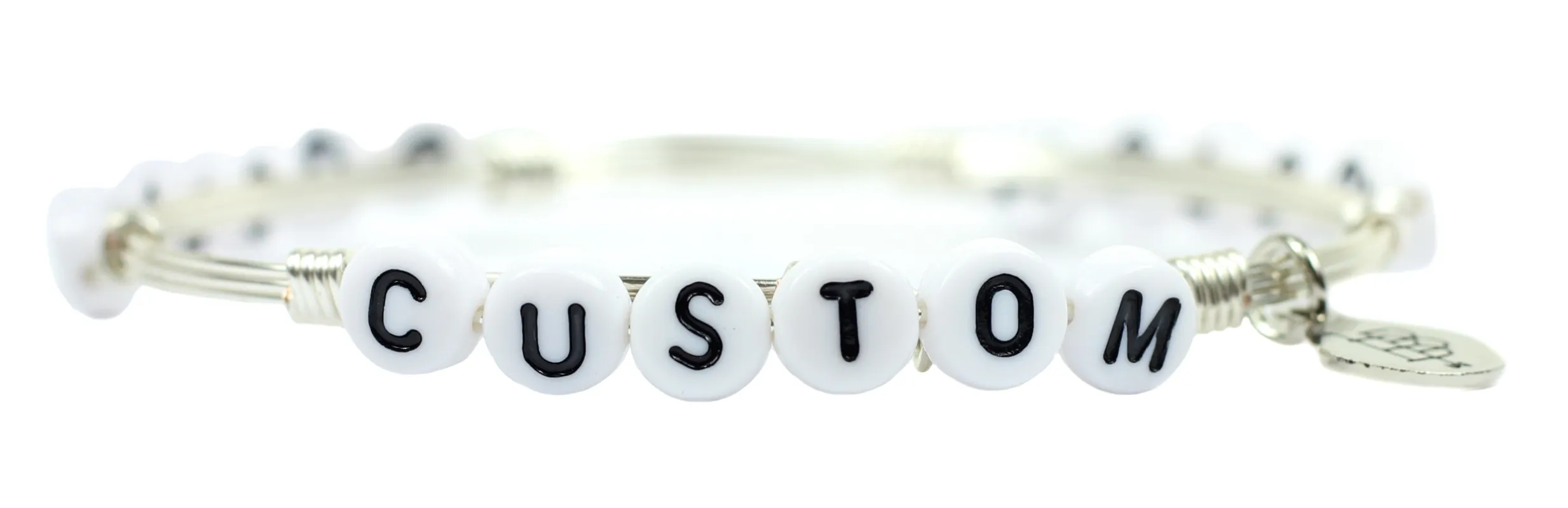 Custom Word Bangle Bracelet - Silver sold by Bourbon and Bowties
