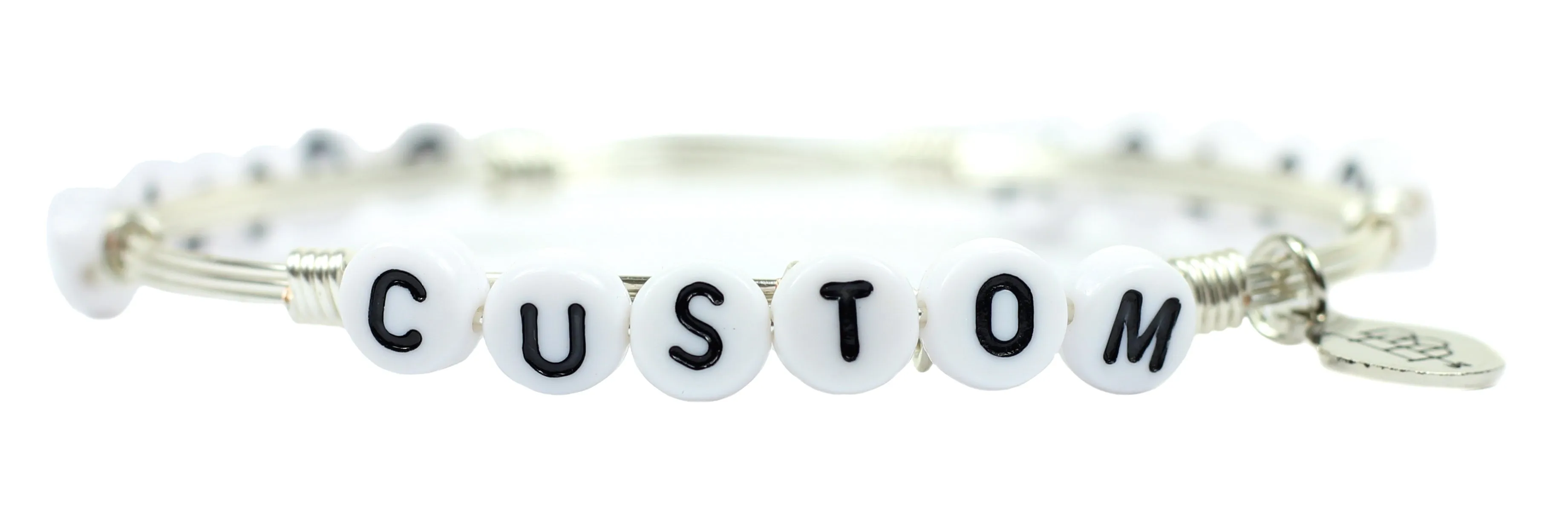Custom Word Bangle Bracelet - Silver sold by Bourbon and Bowties