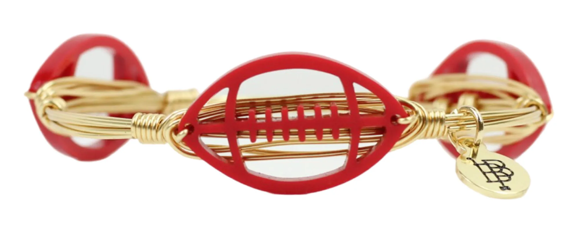 The Acrylic Football Bangle Bracelet - Red sold by Bourbon and Bowties