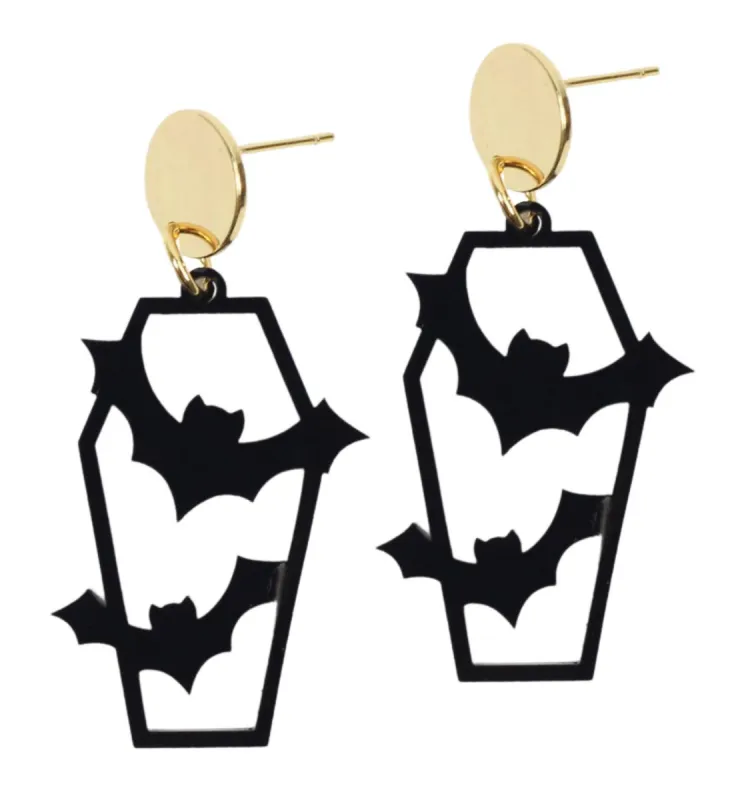 Black Bat Earring sold by Bourbon and Bowties