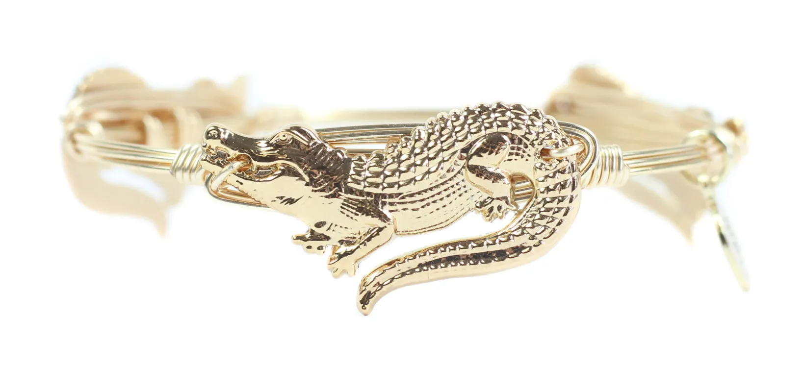 Gold Alligator Bangle Bracelet sold by Bourbon and Bowties