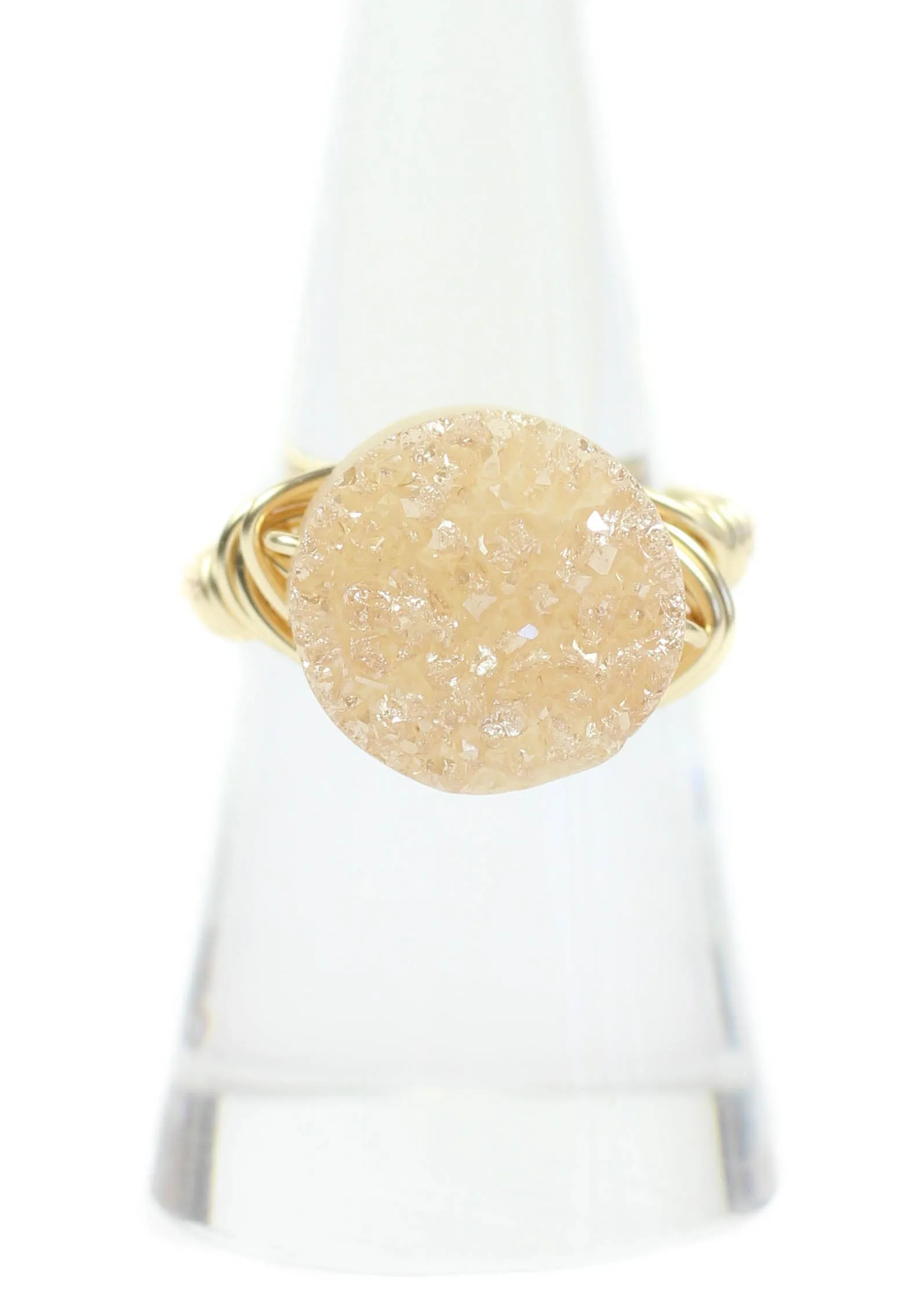Round Champagne Druzy Ring sold by Bourbon and Bowties product image thumbnail 2