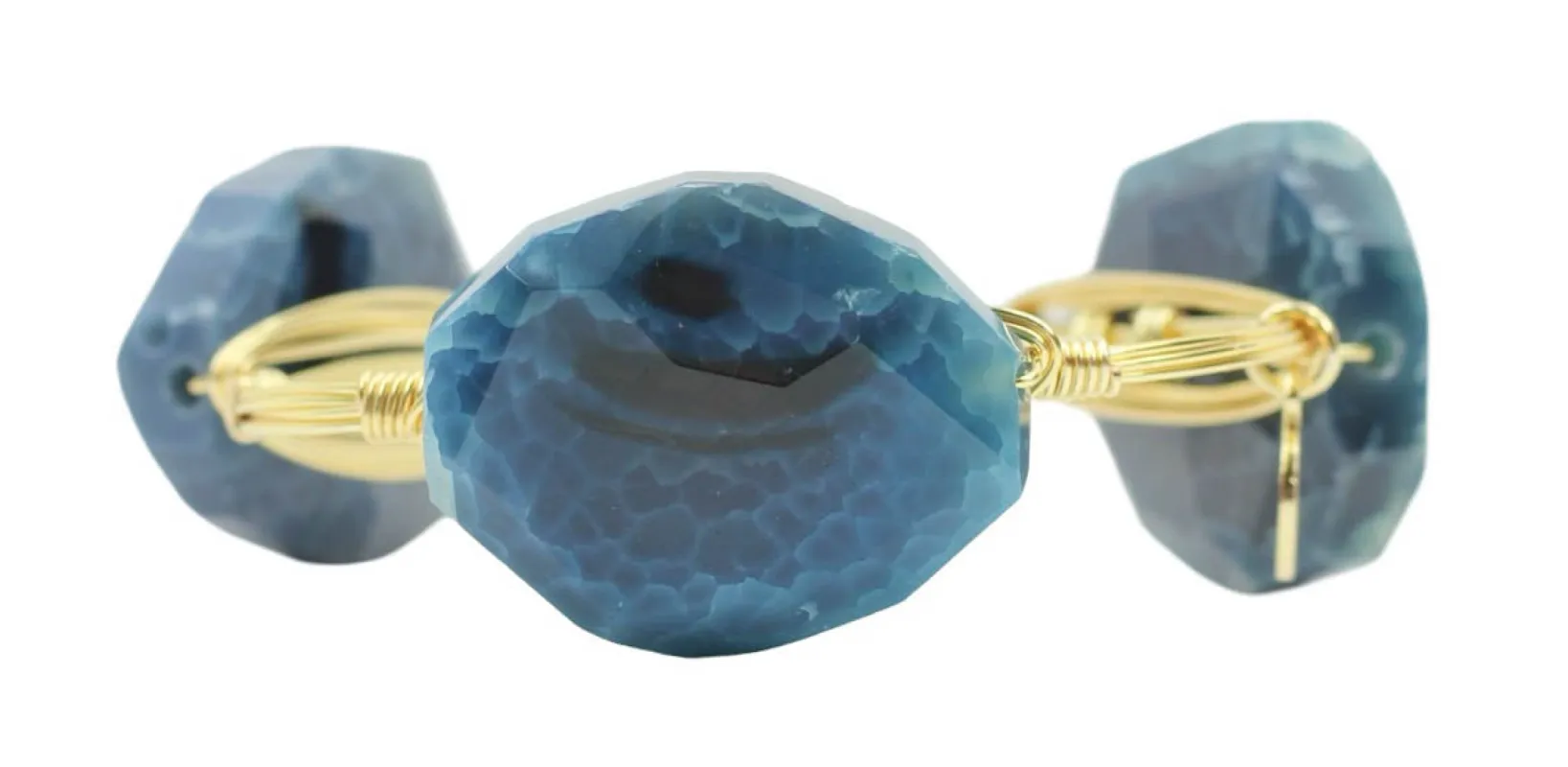 Teal Agate Bangle Bracelet sold by Bourbon and Bowties