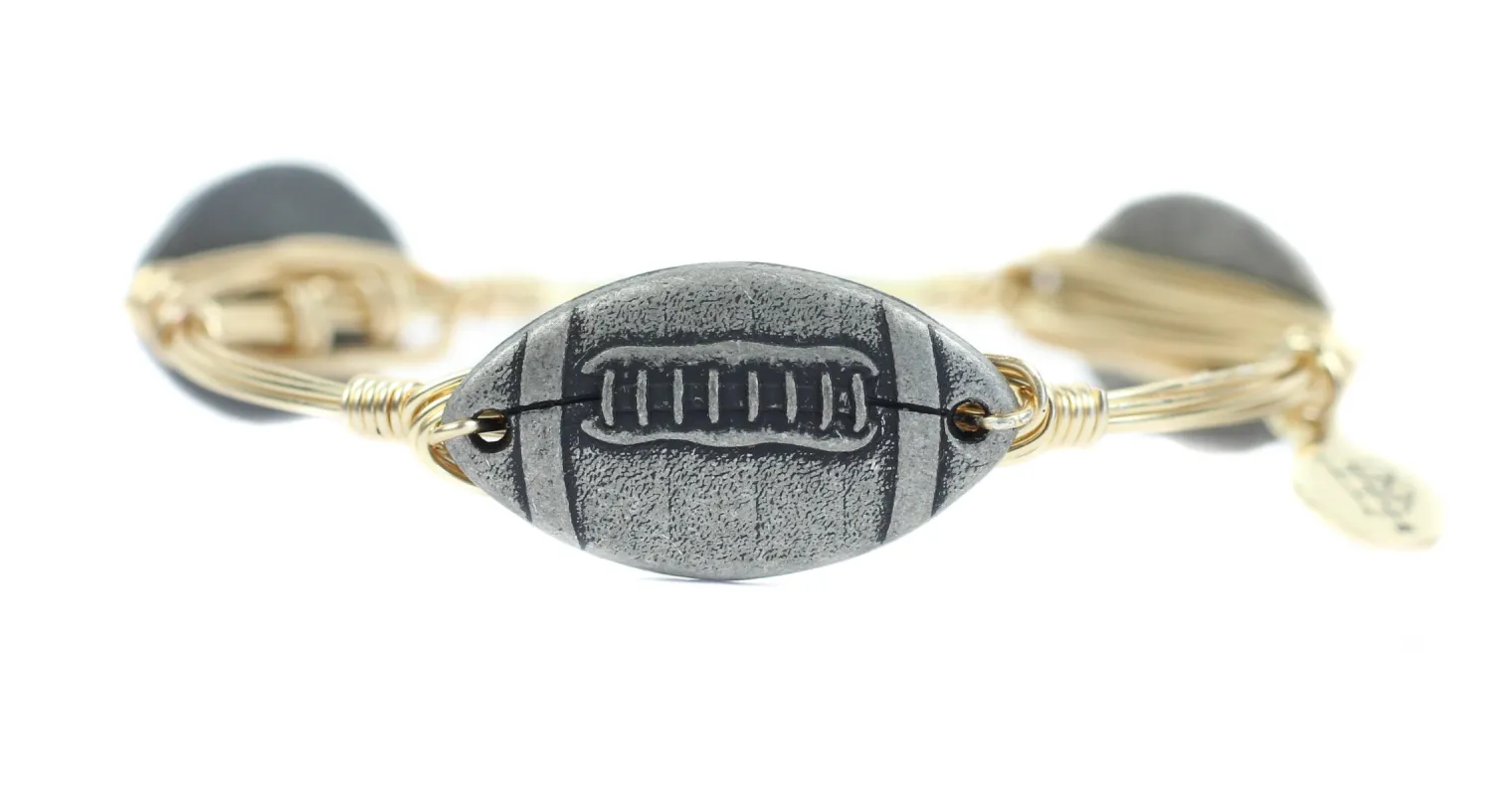 Pewter Football Bangle Bracelet sold by Bourbon and Bowties