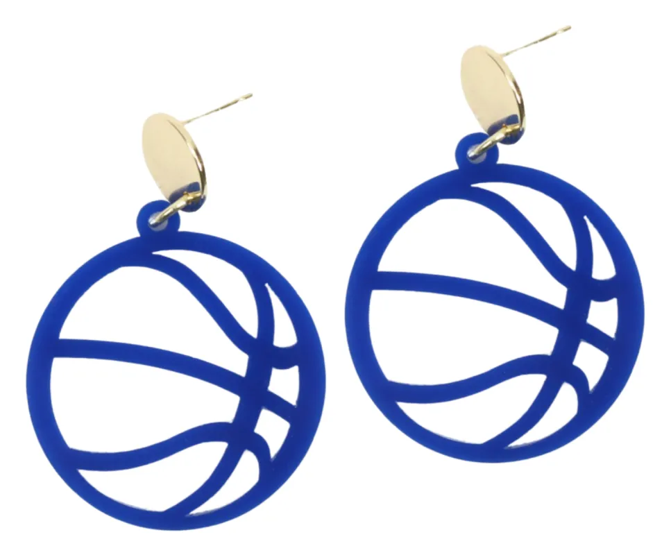 The Blue Basketball Earring made by Bourbon and Bowties
