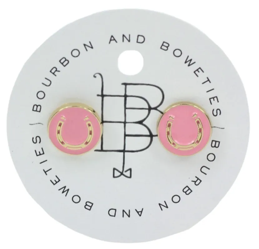 Horseshoe Stud Earring - Pink sold by Bourbon and Bowties