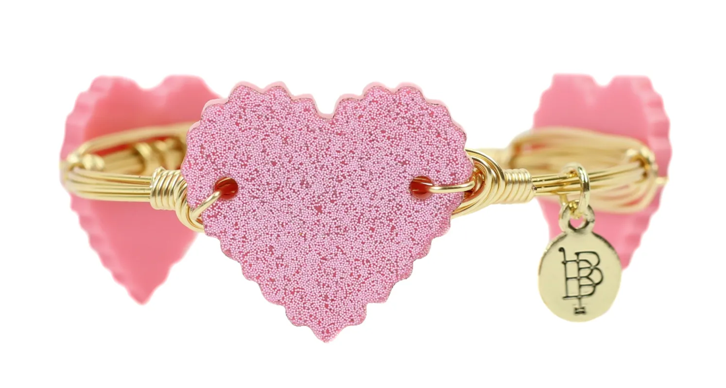 Pink Glitter Heart Bangle Bracelet sold by Bourbon and Bowties