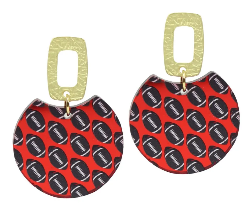 The Leighton Earring - Red + Black Football sold by Bourbon and Bowties