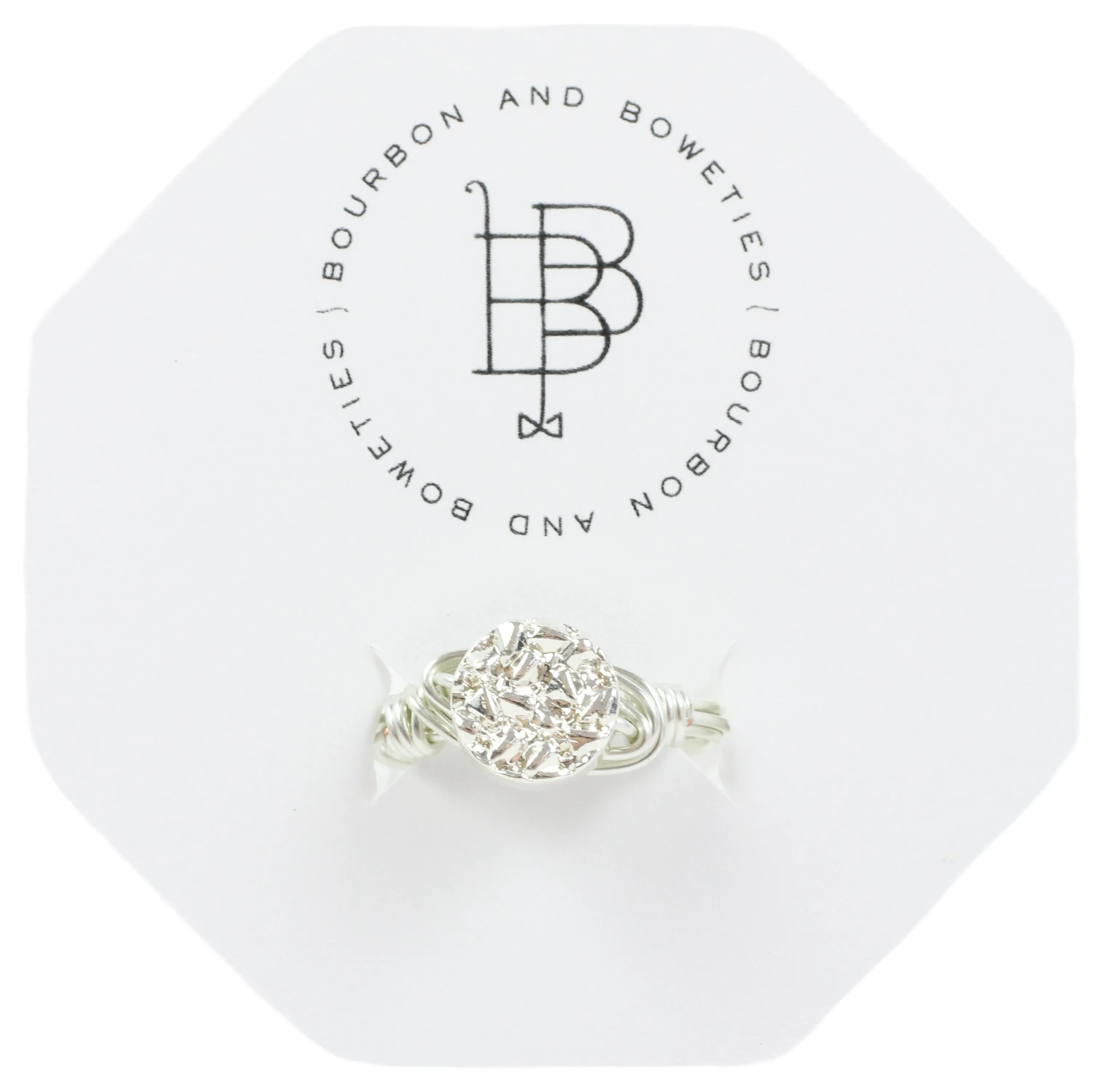 Silver Metallic Ring on Silver sold by Bourbon and Bowties