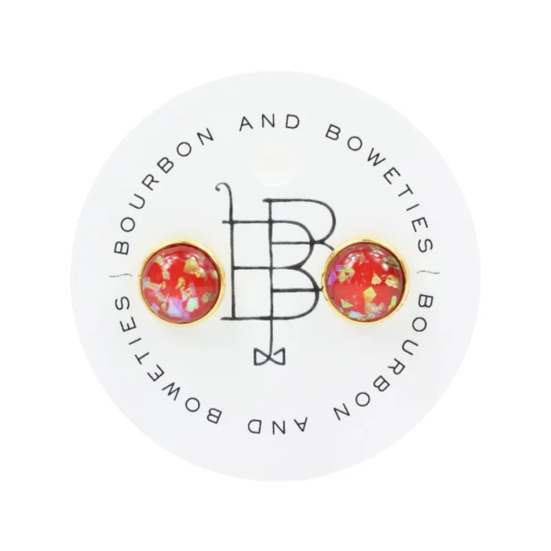 The Stella Stud Earring - Red Sparkle sold by Bourbon and Bowties