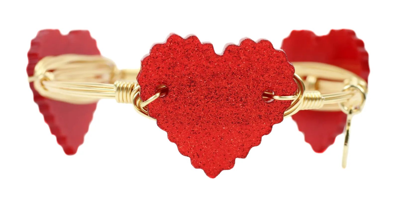 Red Glitter Heart Bangle Bracelet sold by Bourbon and Bowties