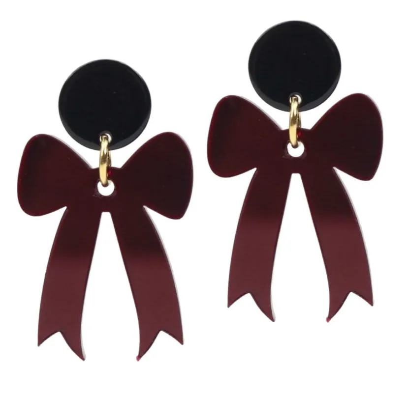 Gameday Bow Earring - Garnet sold by Bourbon and Bowties
