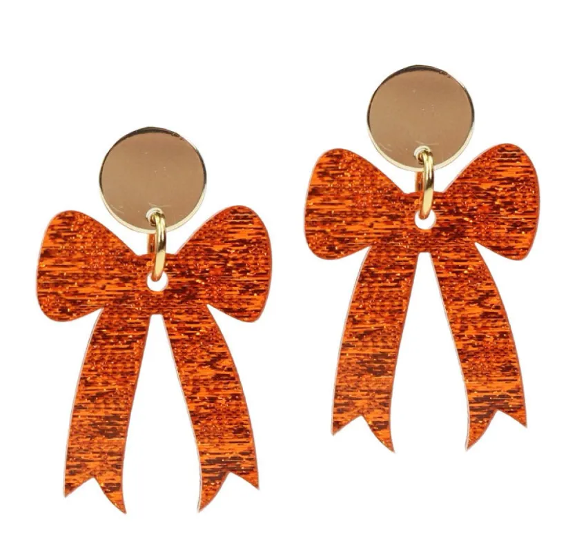 Gameday Bow Earring - Orange sold by Bourbon and Bowties