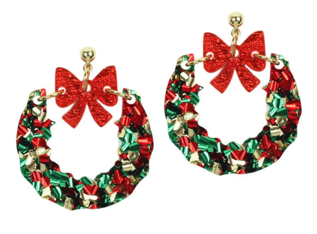 Christmas Wreath Earring sold by Bourbon and Bowties