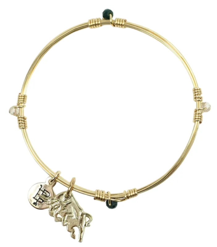 The Gameday Bangle - Green + Gold sold by Bourbon and Bowties