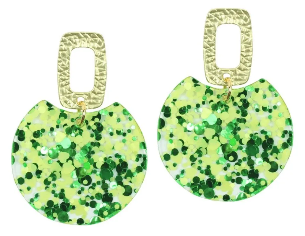 The Leighton Earring - Green Glitter sold by Bourbon and Bowties