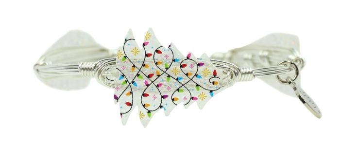 The Christmas Lights Tree Bangle Bracelet sold by Bourbon and Bowties