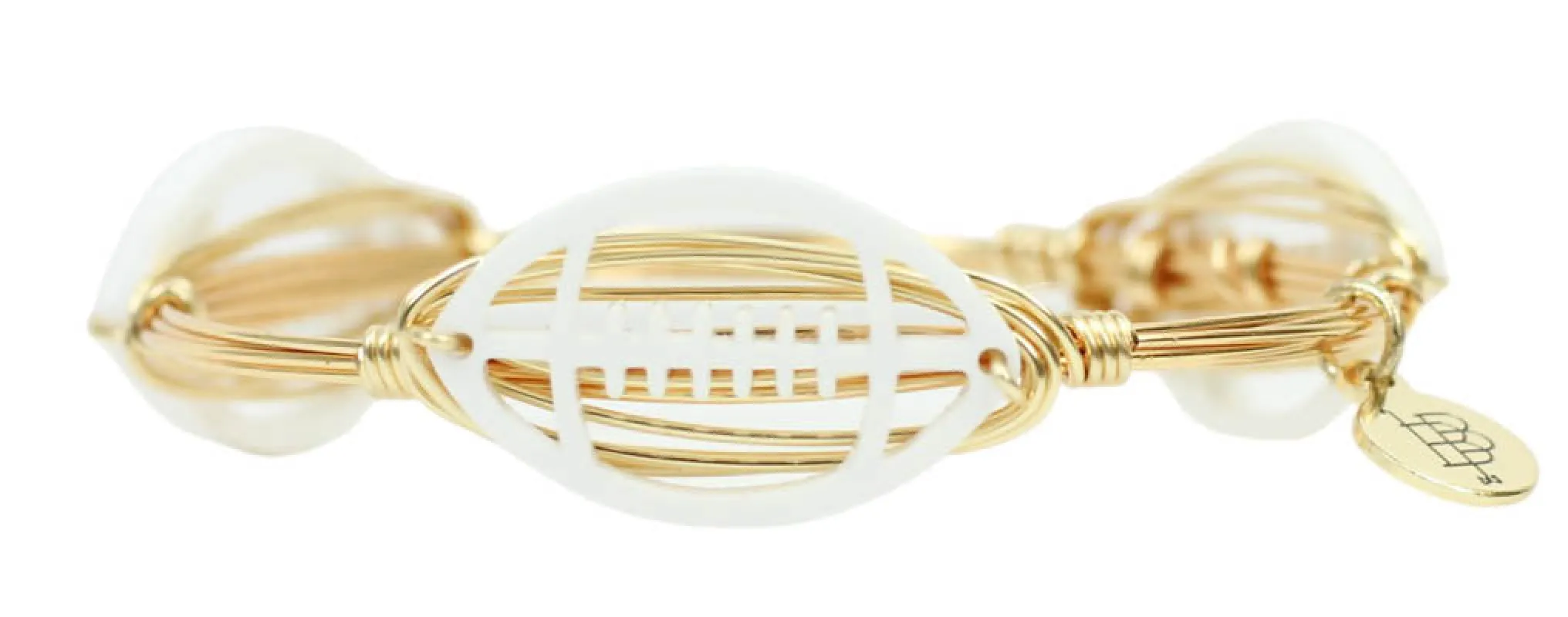 The Acrylic Football Bangle Bracelet - White sold by Bourbon and Bowties