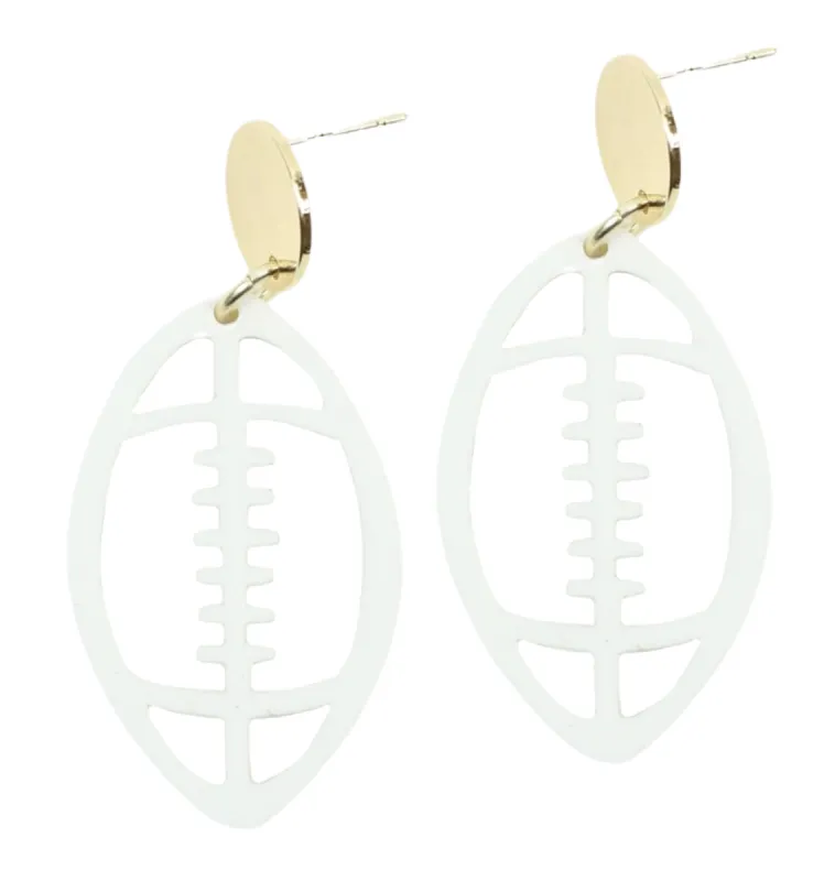 Acrylic Football Earring - White sold by Bourbon and Bowties