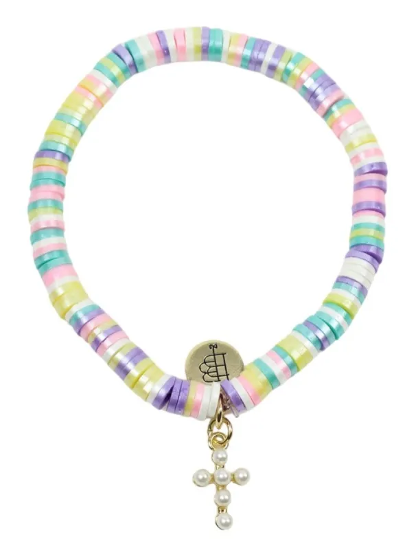 Stacker Stretch Bracelet with Pearl Cross sold by Bourbon and Bowties