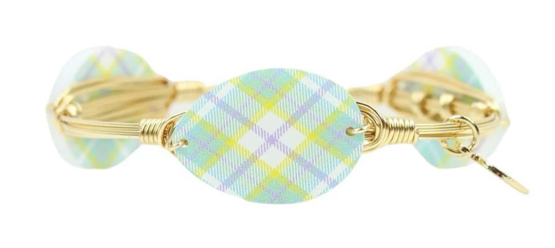 The Plaid Egg Bangle Bracelet sold by Bourbon and Bowties
