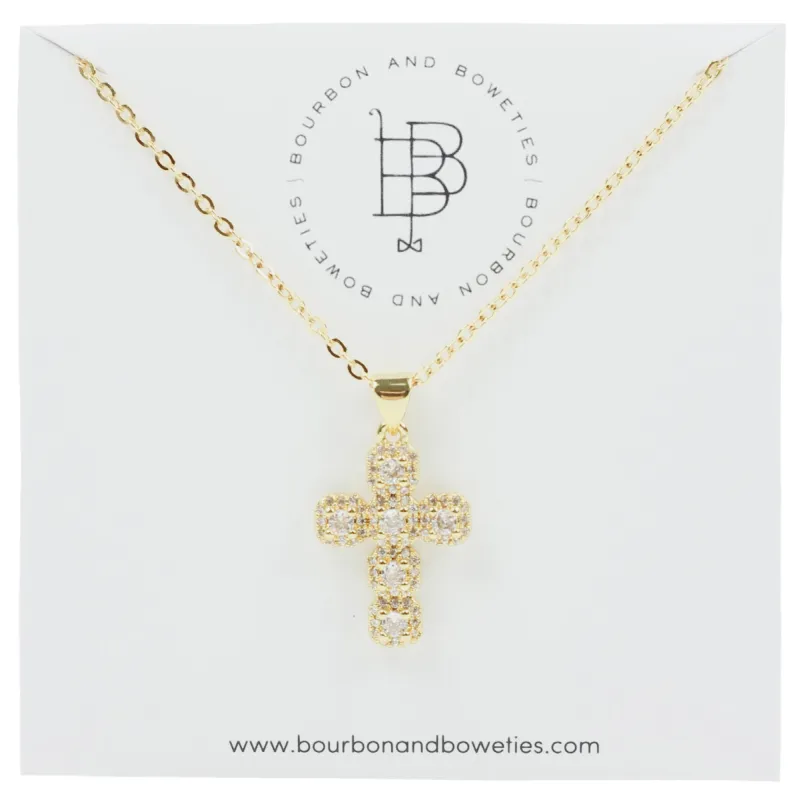 The Pave Cross Necklace sold by Bourbon and Bowties