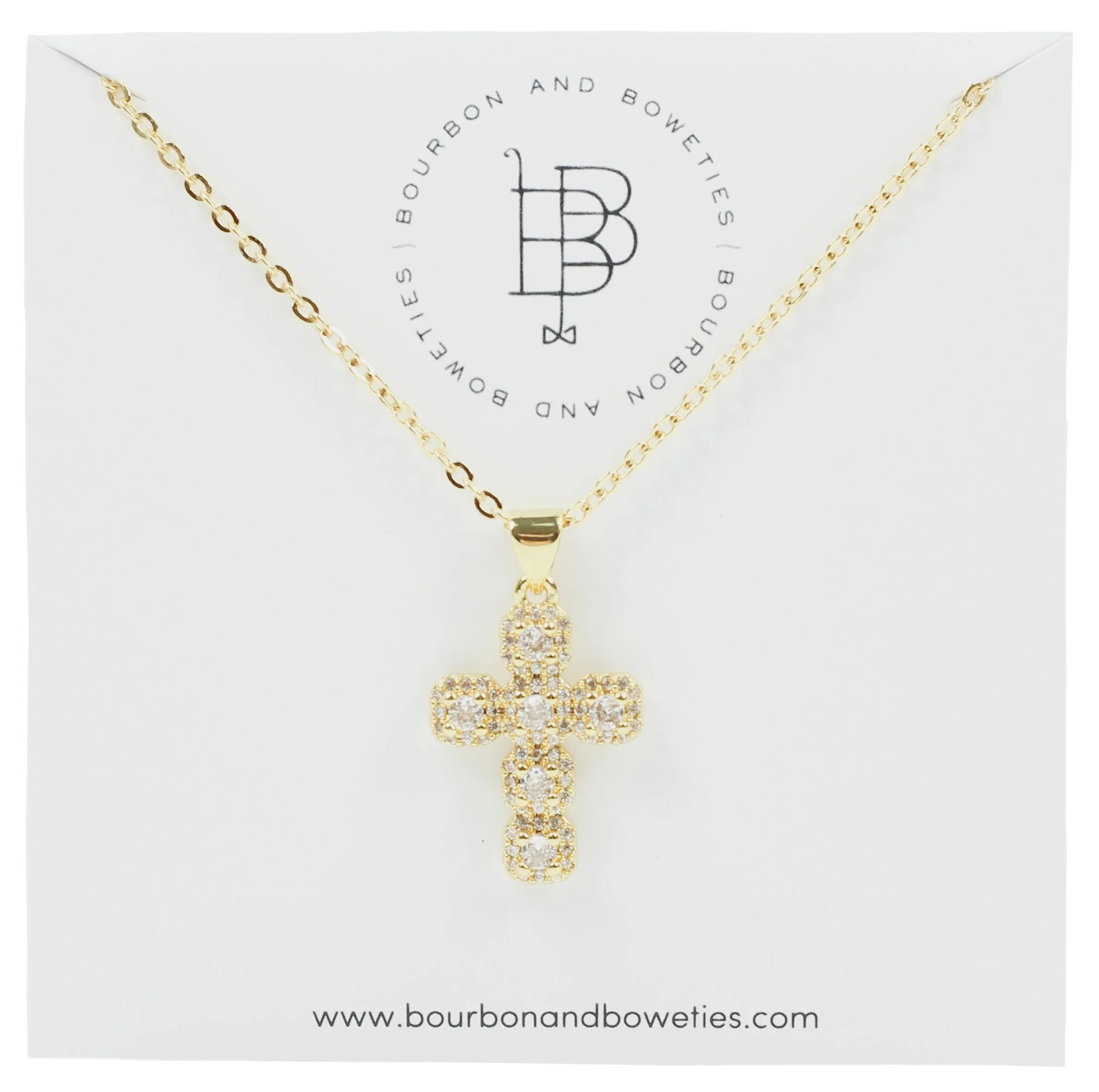 The Pave Cross Necklace sold by Bourbon and Bowties