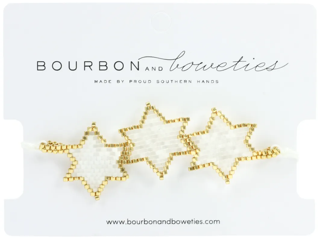 White Star Beaded Adjustable Bracelet sold by Bourbon and Bowties