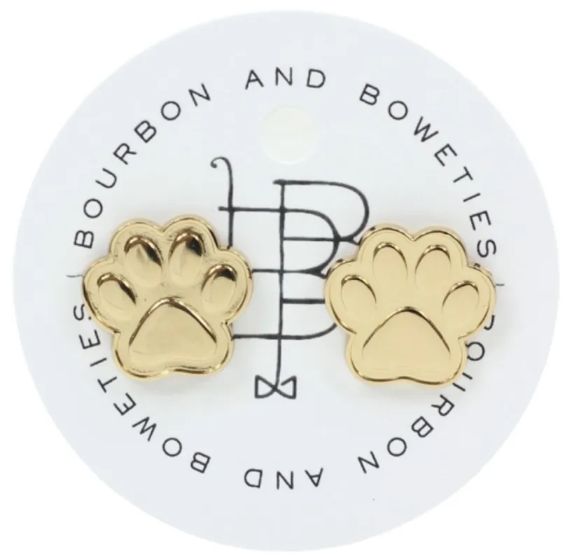 The Gold Paw Stud Earring sold by Bourbon and Bowties