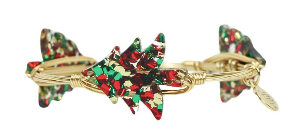 Christmas Confetti Tree Bangle Bracelet sold by Bourbon and Bowties