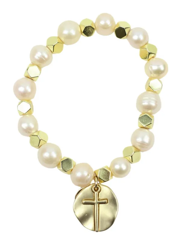 Pearl Kendley with Cross Charm sold by Bourbon and Bowties