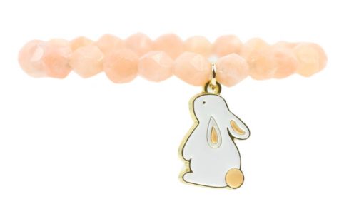 Coral Stacker Stretch Bracelet with Bunny Charm sold by Bourbon and Bowties
