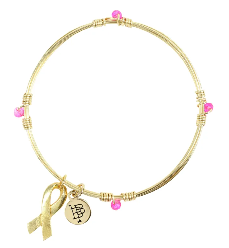 Pink Ribbon Bangle Stacker sold by Bourbon and Bowties