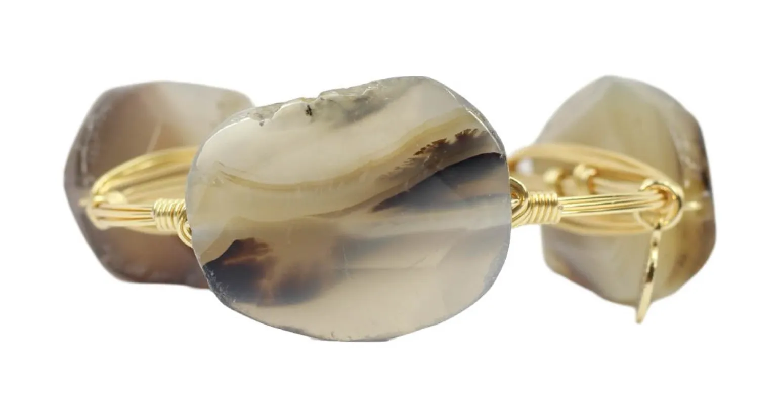 Natural Agate Bangle Bracelet sold by Bourbon and Bowties