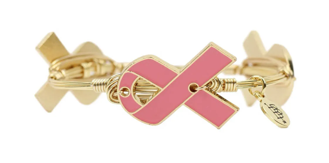 Awareness Ribbon Bangle Bracelet - Breast Cancer sold by Bourbon and Bowties