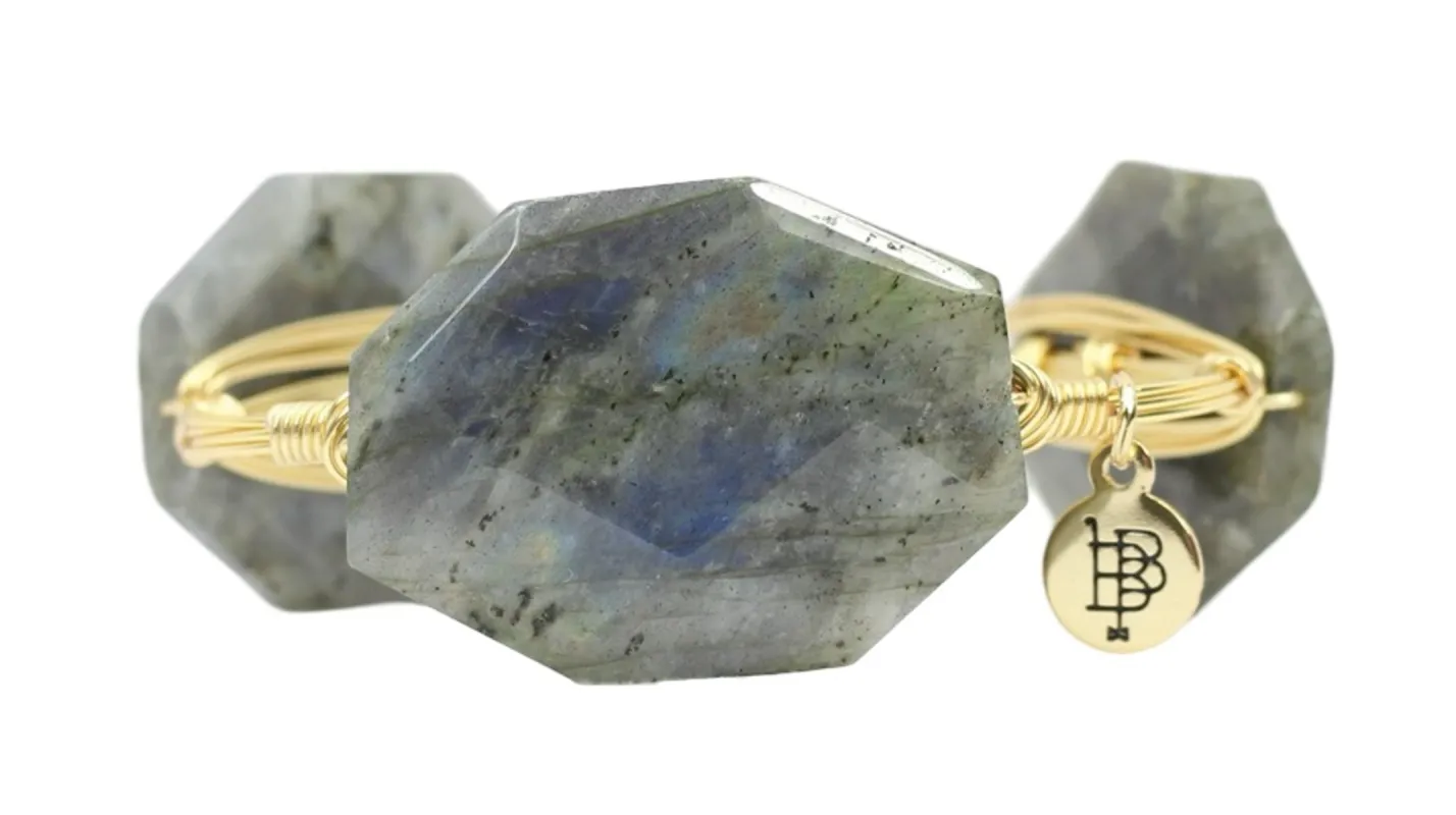 Grey Labradorite Bangle Bracelet sold by Bourbon and Bowties