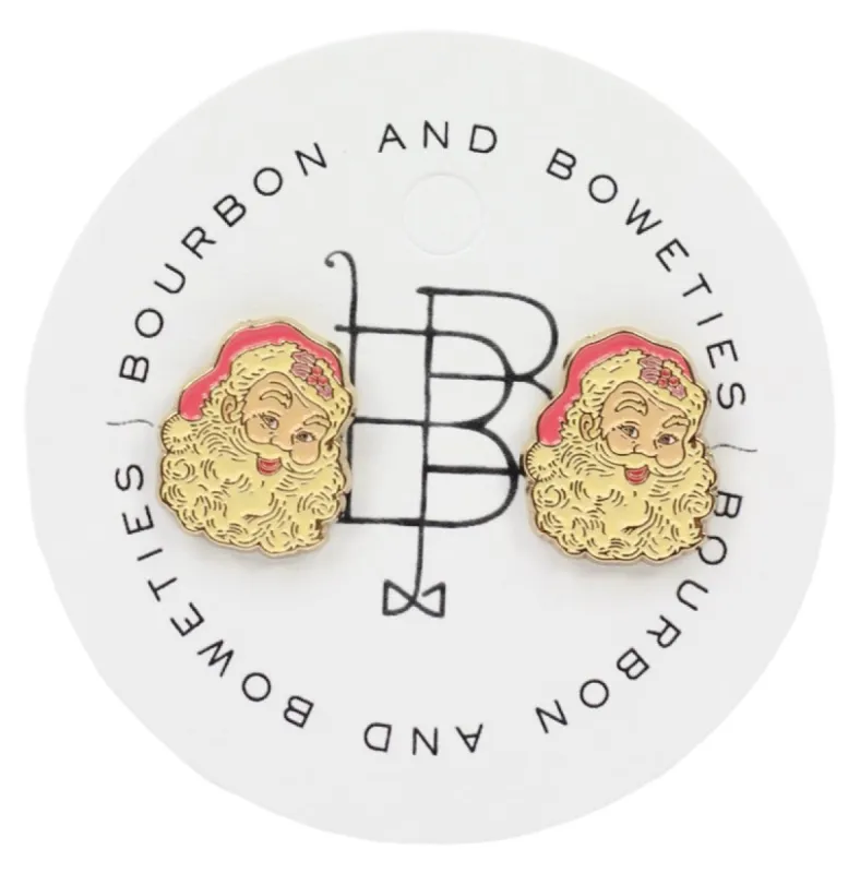 Retro Santa Stud Earring - Pink sold by Bourbon and Bowties